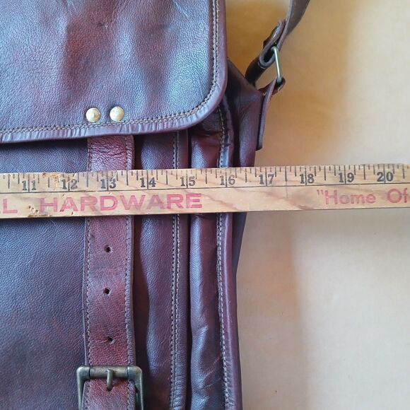 Leather Bag Laptop Genuine Leather Messenger Briefcase Satchel Cognac Brown - Picture 10 of 11